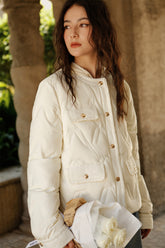 Women's Quilted Shirred Puffer Jacket